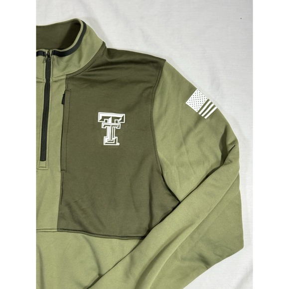 Texas Tech Red Raiders Men's Olive Green 1/4 Zip Pullover Under Armour L Freedom - Picture 2 of 7